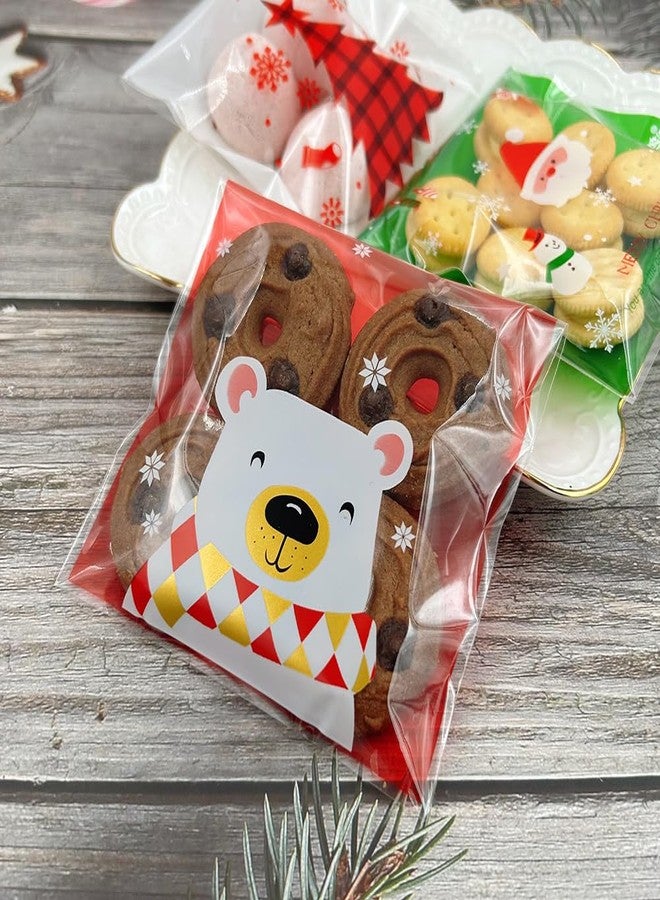 Suponey 200 Pcs Christmas Cookie Bags Christmas Cellophane Bags Santa Treat Bag Xmas Self Sealing Bag for Bakery Cookies Candies - Image 4